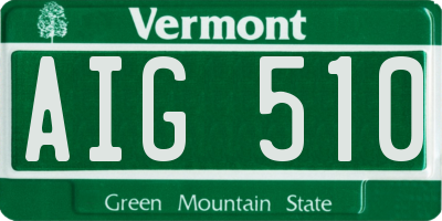 VT license plate AIG510