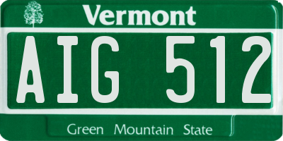 VT license plate AIG512