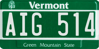 VT license plate AIG514