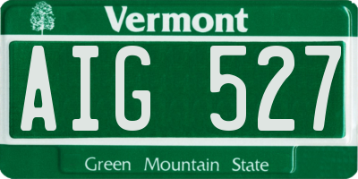 VT license plate AIG527