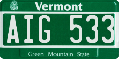 VT license plate AIG533