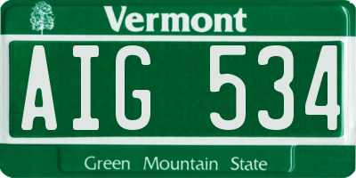 VT license plate AIG534