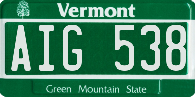 VT license plate AIG538
