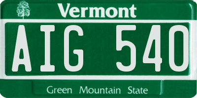 VT license plate AIG540