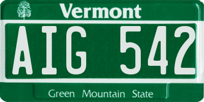 VT license plate AIG542