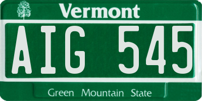 VT license plate AIG545