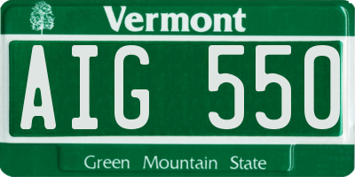 VT license plate AIG550