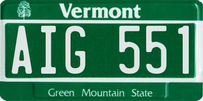 VT license plate AIG551