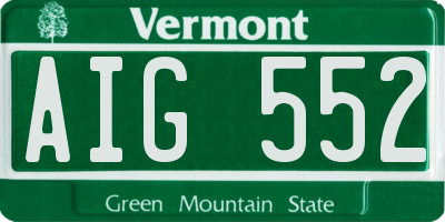 VT license plate AIG552