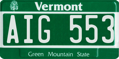 VT license plate AIG553