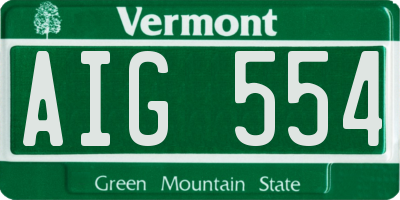 VT license plate AIG554