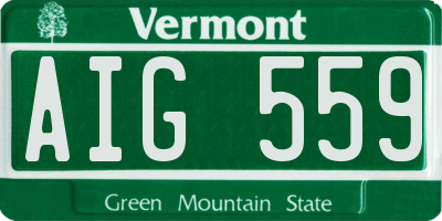 VT license plate AIG559