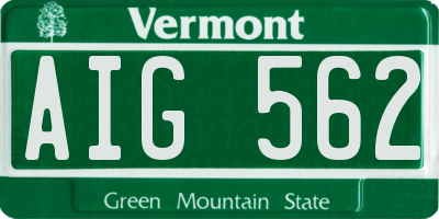 VT license plate AIG562