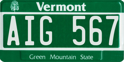 VT license plate AIG567
