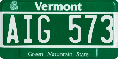 VT license plate AIG573