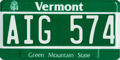 VT license plate AIG574