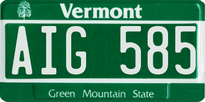 VT license plate AIG585