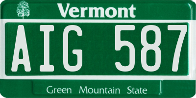 VT license plate AIG587