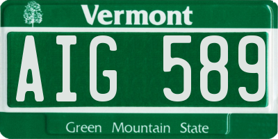 VT license plate AIG589