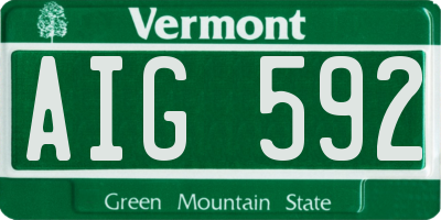 VT license plate AIG592