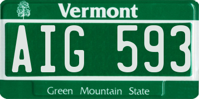 VT license plate AIG593