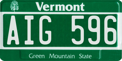 VT license plate AIG596