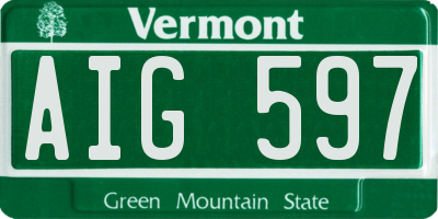 VT license plate AIG597