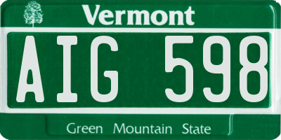 VT license plate AIG598