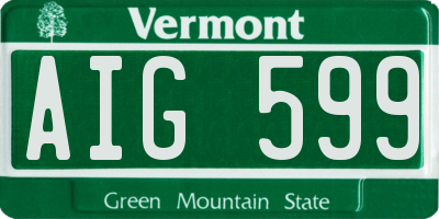 VT license plate AIG599