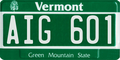 VT license plate AIG601