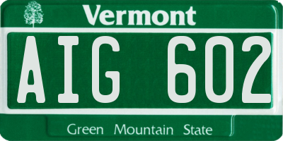 VT license plate AIG602