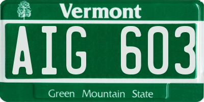 VT license plate AIG603