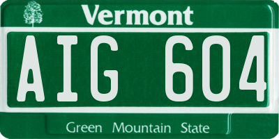 VT license plate AIG604