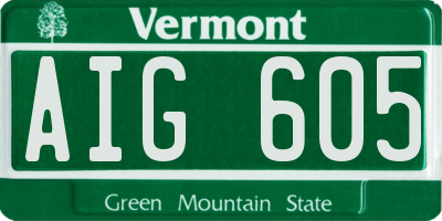 VT license plate AIG605