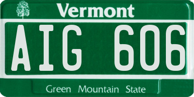 VT license plate AIG606