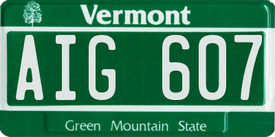 VT license plate AIG607