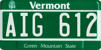 VT license plate AIG612