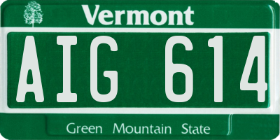 VT license plate AIG614
