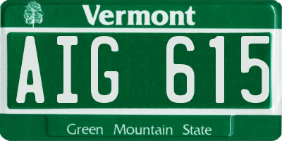 VT license plate AIG615