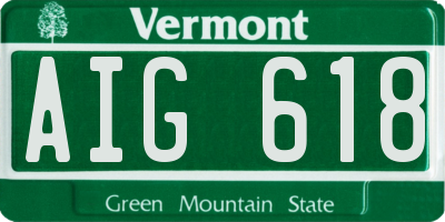VT license plate AIG618