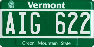 VT license plate AIG622