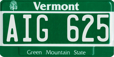 VT license plate AIG625