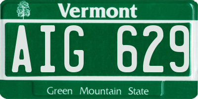 VT license plate AIG629