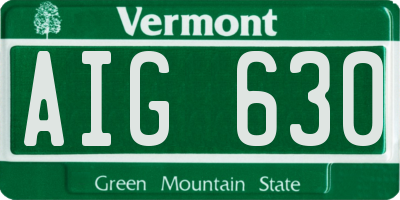 VT license plate AIG630