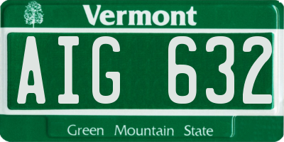 VT license plate AIG632