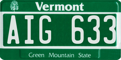 VT license plate AIG633