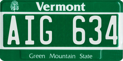 VT license plate AIG634