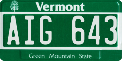 VT license plate AIG643