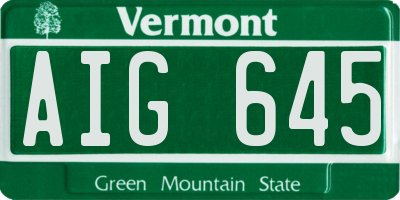 VT license plate AIG645