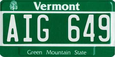 VT license plate AIG649